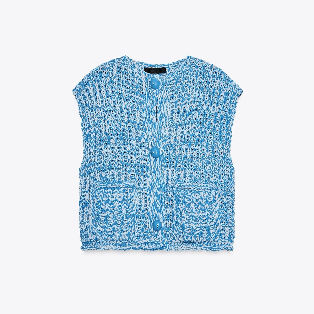 Zara Blue Knit Sweater Vest for Women